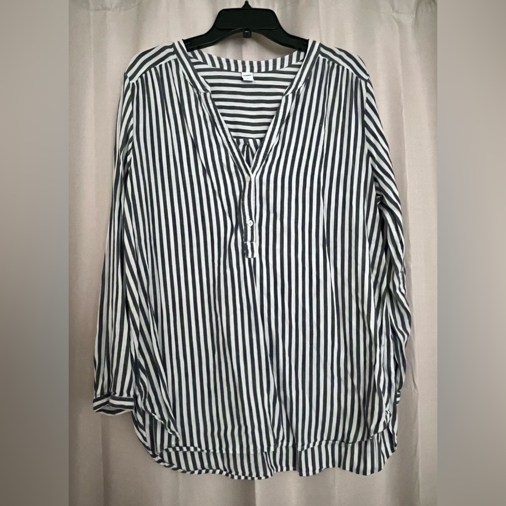 Old Navy Black White Stripe Swim Cover Up Tunic Top XL